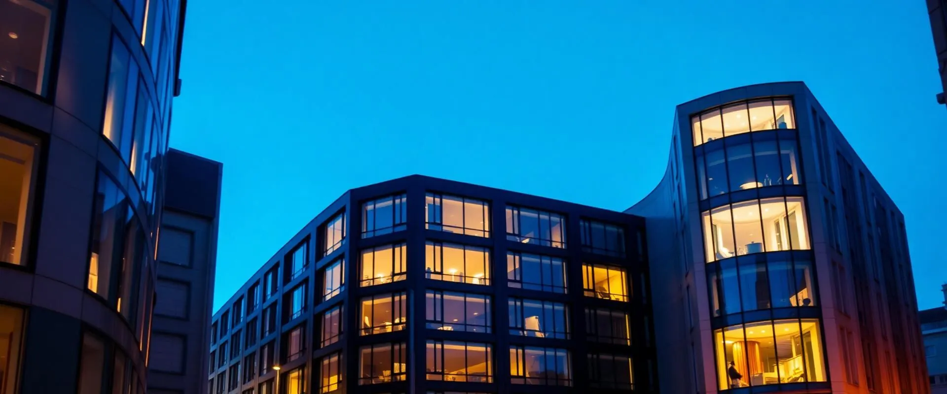 Bâtiment moderne illuminé à Genève
